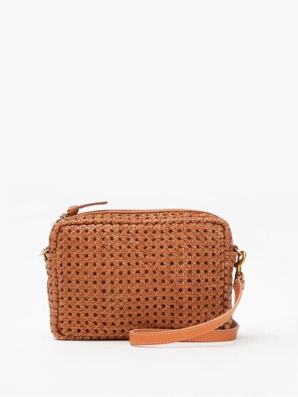 Woven Leather Crossbody Midi Sac in Tan Cuoio NWT.